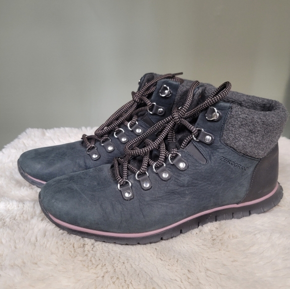 Cole Haan Zerogrand Waterproof Blue Wool Hiker Boots in US Women Size 10 - Picture 1 of 8